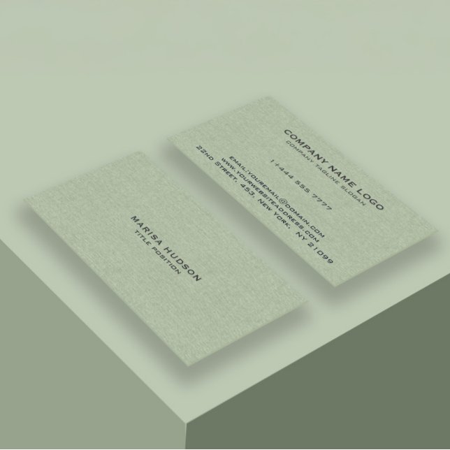 Hellgrüne Leinenstofftextur Visitenkarte (Von Creator hochgeladen)