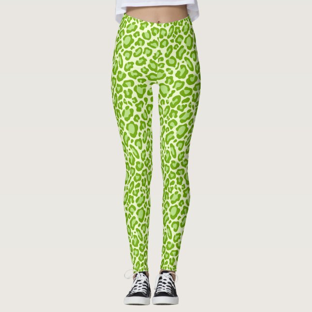 Hellgrüne Leopard-Leggings Leggings (Vorderseite)