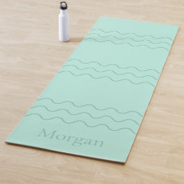 Hellgrüne moderne wellenförmige Linien mit individ Yogamatte