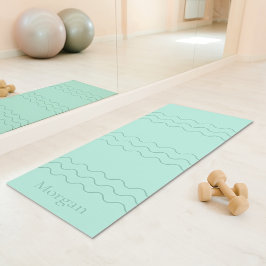 Hellgrüne moderne wellenförmige Linien mit individ Yogamatte