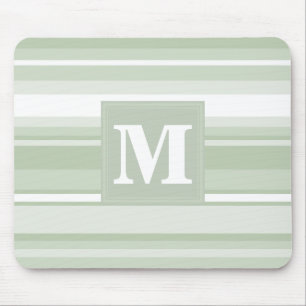 Hellgrüne Monogramm-Streifen Mousepad