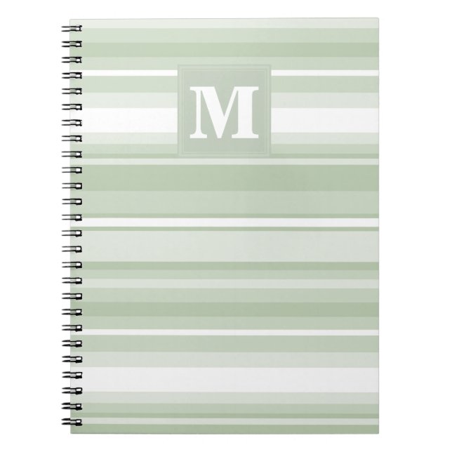 Hellgrüne Monogramm-Streifen Notizblock (Vorderseite)