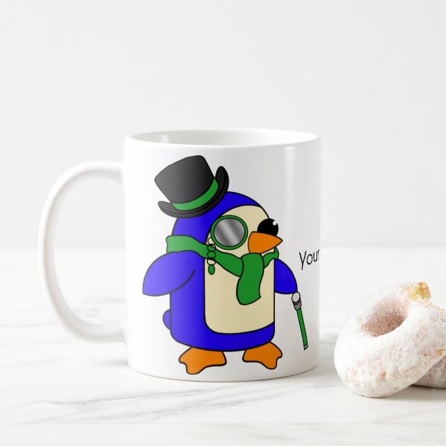 Hellgrüne Pinguine Kaffeetasse (Mit Donut)