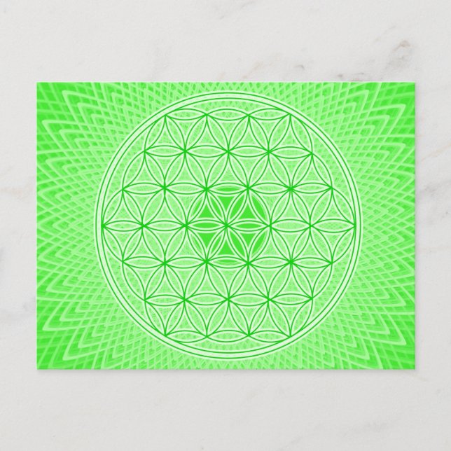 Hellgrüne Psychedelic Sacred Geometry Mandala Postkarte (Vorderseite)