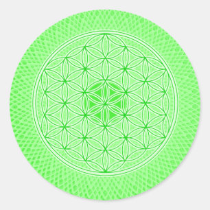 Hellgrüne Psychedelic Sacred Geometry Mandala Runder Aufkleber