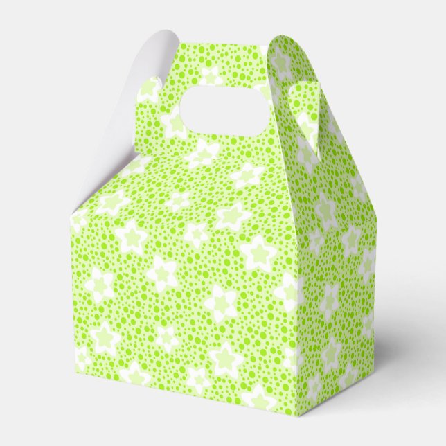Hellgrüne Retropolka-Punkte mit Blumenmuster Geschenkschachtel (Vorderseite)