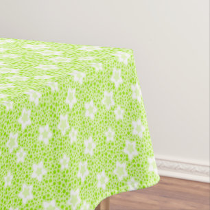Hellgrüne Retropolka-Punkte mit Blumenmuster Tischdecke