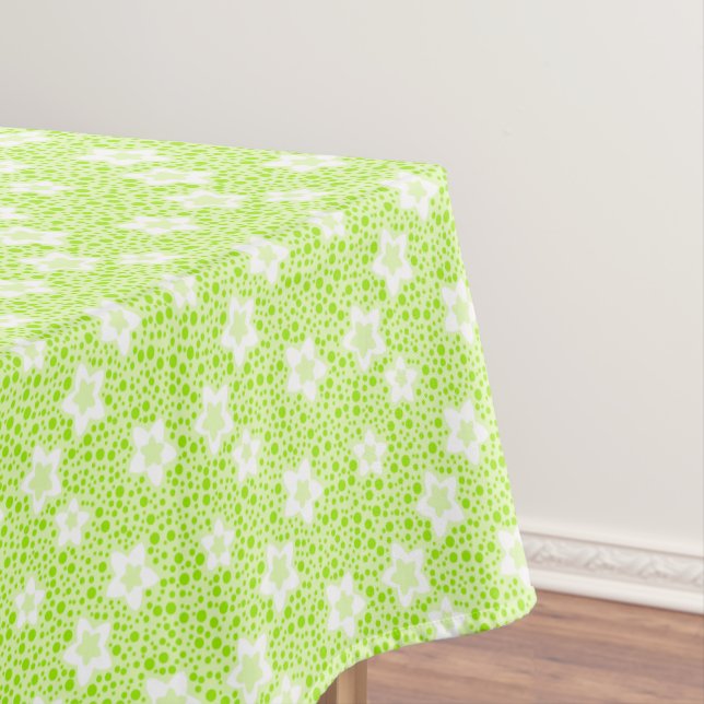 Hellgrüne Retropolka-Punkte mit Blumenmuster Tischdecke (Beispiel)