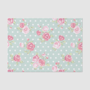 hellgrüne, rosa Rosen, Shabby Chic, Muster, Vintag Seidenpapier