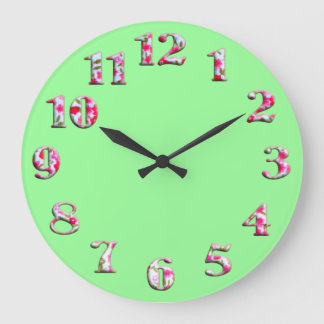 Hellgrüne runde Uhr mit großen niedlichen Nr. 22