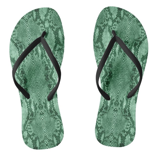Hellgrüne Schlangenhautdrucke Flip Flops (Fußbett)