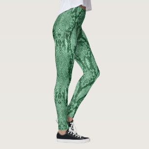 Hellgrüne Schlangenhautdrucke Leggings