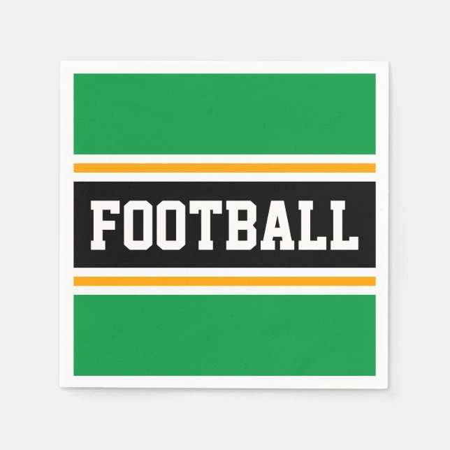 Hellgrüne Schwarz-weiß-gelbe FUSSBALLstreifen Serviette (Vorderseite)