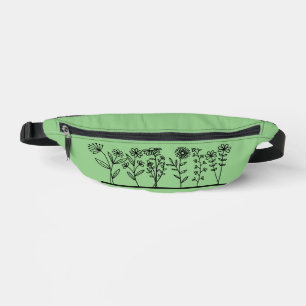Hellgrüne schwarze Blütengrenze Bauchtasche