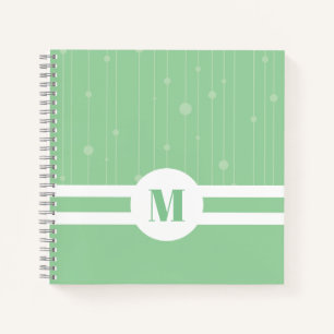 Hellgrüne Streifen Monogramm Pastell modern Notizbuch