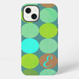Hellgrüne Türkis Türkis & Rost Kreise Monogramm iPhone Hülle