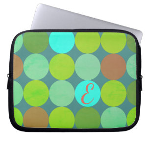 Hellgrüne Türkis Türkis & Rost Kreise Monogramm Laptopschutzhülle