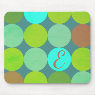 Hellgrüne Türkis Türkis & Rost Kreise Monogramm Mousepad