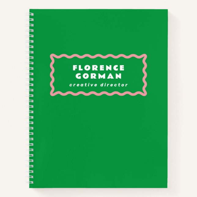 Hellgrüne und rosa Wavy-Rahmen Notizbuch (Vorderseite)
