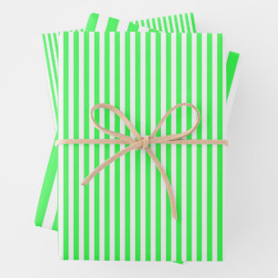 Hellgrüne und weiße Streifen Geschenkpapier Set