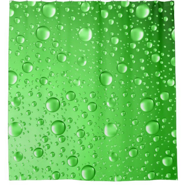 Hellgrüne Wassertropfen Duschvorhang (Vorderseite)