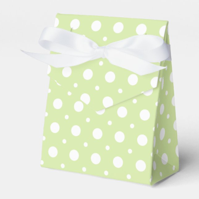 Hellgrüne, weiße Polka-Dot-Hochzeit Geschenkschachtel (Vorderseite)