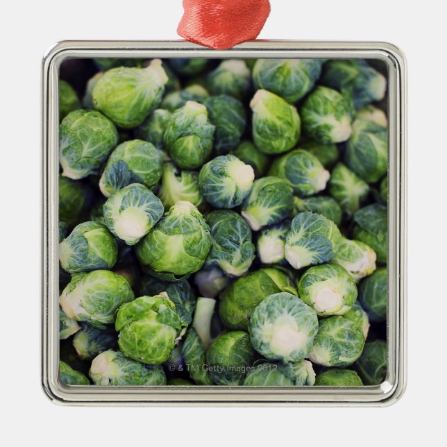 Hellgrüner frischer Rosenkohl Silbernes Ornament (Vorne)