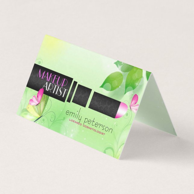 Hellgrüner Hintergrund mit schwarzem Schönheitssym Visitenkarten (Vorderseite)