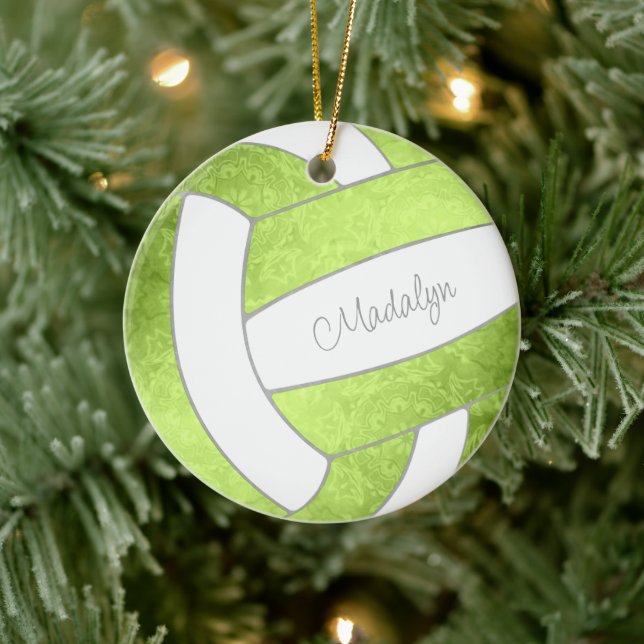 hellgrüner individuelle Name Kegel Volleyball Keramik Ornament (Baum)