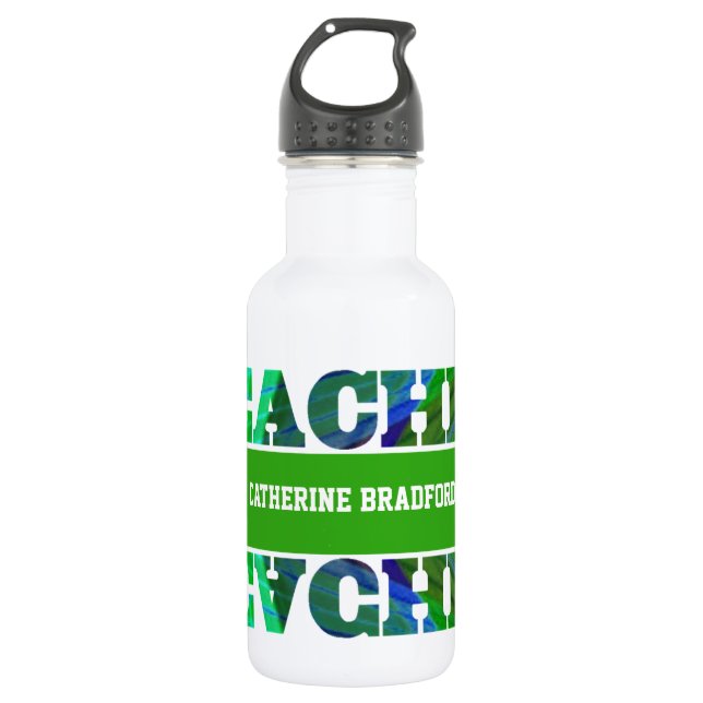Hellgrüner Karierter Lehrer Trinkflasche (Vorderseite)
