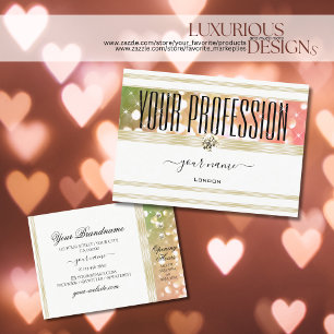 Hellgrüner Rosa Glitzer Juwelen Weiße Goldgrenze Visitenkarte