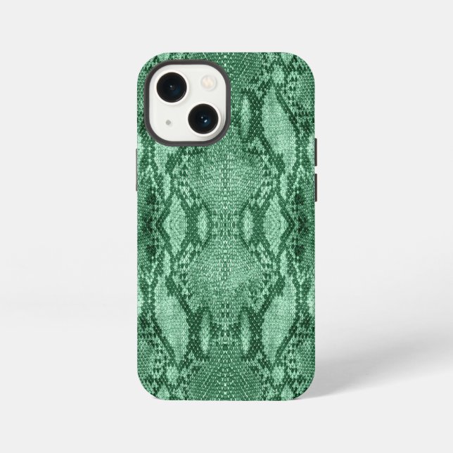 Hellgrüner Schlangenlederdruck iPhone Hülle (Rückseite)