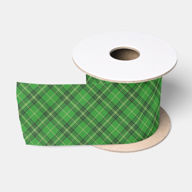 Hellgrüner Tartan Kariert Ribbon Satinband (Spule)