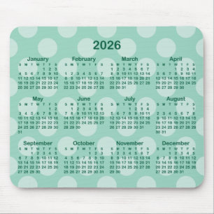 Hellgrüner Türkis-Punkt-Jägergrüner 2026-Kalender Mousepad