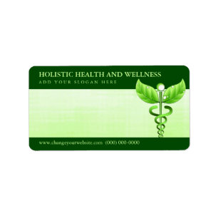 Hellgrünes Caduceus Alternative Medicine Symbol Adressaufkleber