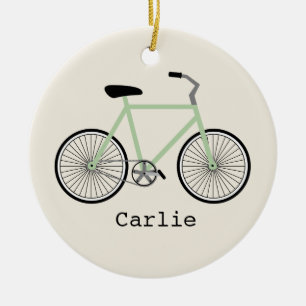 Hellgrünes Fahrrad-personalisierte Verzierung Keramik Ornament