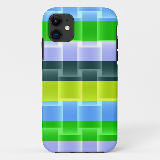 Hellgrünes Gelbgraues Aqua Streifen Muster Case-Mate iPhone Hülle (Rückseite)