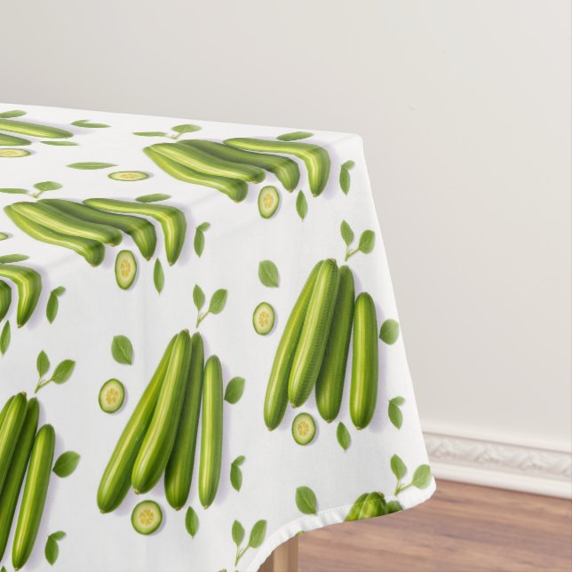 Hellgrünes Gemüsegurken-Blumenmuster Tischdecke (Beispiel)