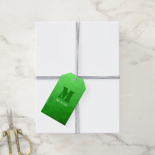 Hellgrünes geometrisches Netz-Muster Monogramm Geschenkanhänger