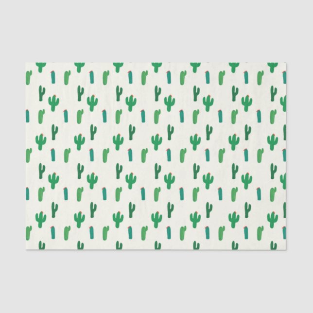 Hellgrünes Kaktus-Muster Seidenpapier (Vorderseite)