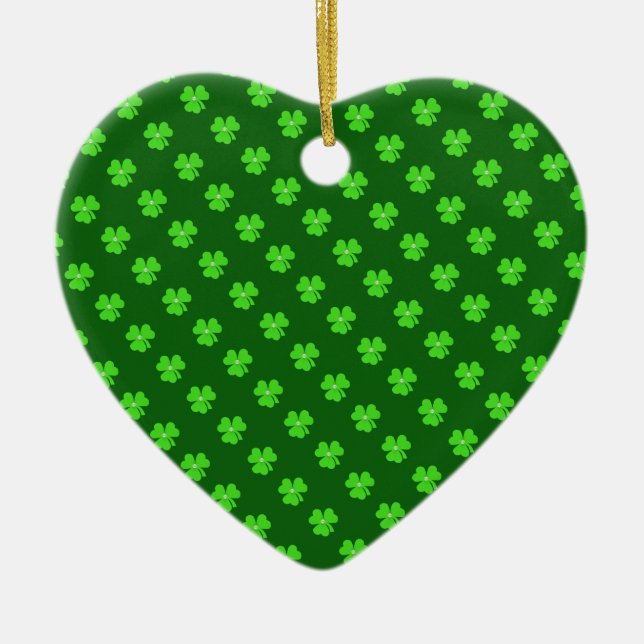 Hellgrünes Kleeblatt für St. Patrick's Day Keramikornament (Vorne)