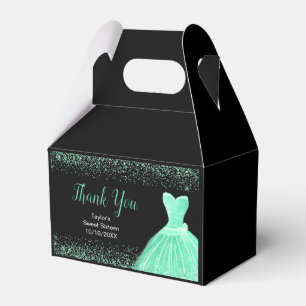 Hellgrünes Kleid Faux Glitter Sweet 16 Geburtstag Geschenkschachtel