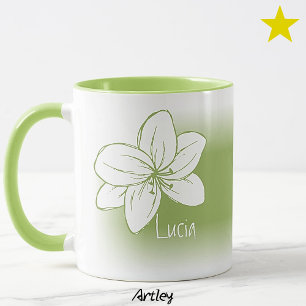 Hellgrünes minimalistisches handgezeichnetes Blume Tasse
