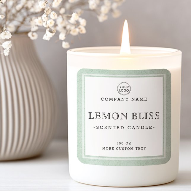 Hellgrünes, viereckiges Etikett Quadratischer Aufkleber (Light green texture border square product label)