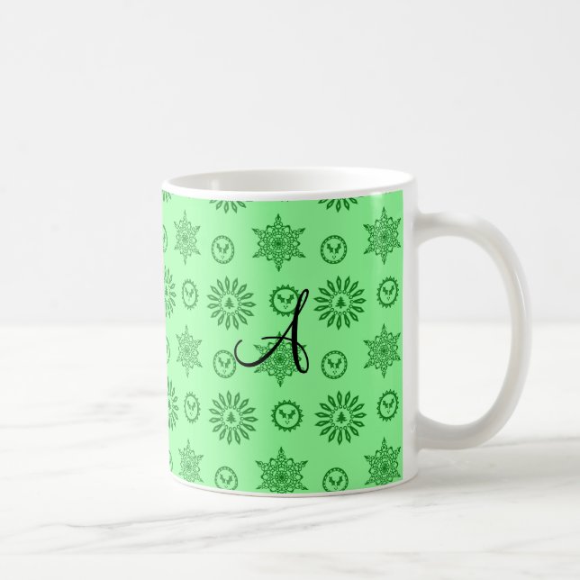 Hellgrünes Weihnachten des Monogramms spielt Tasse (Rechts)