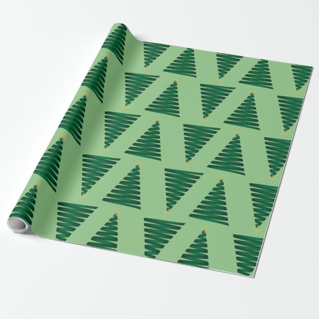 Hellgrünes Weihnachtsbaumdesign Geschenkpapier (Ungerollt)