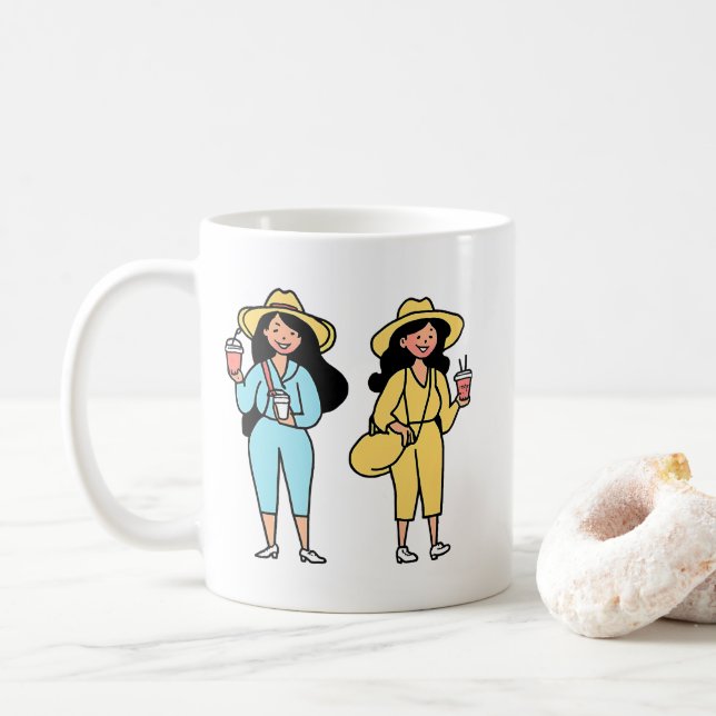 hellhäutig kaffeetasse (Mit Donut)