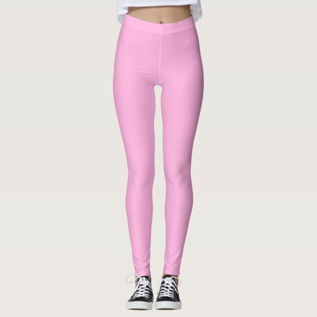Hellheiß rosa, solide Farbe Leggings (Vorderseite)