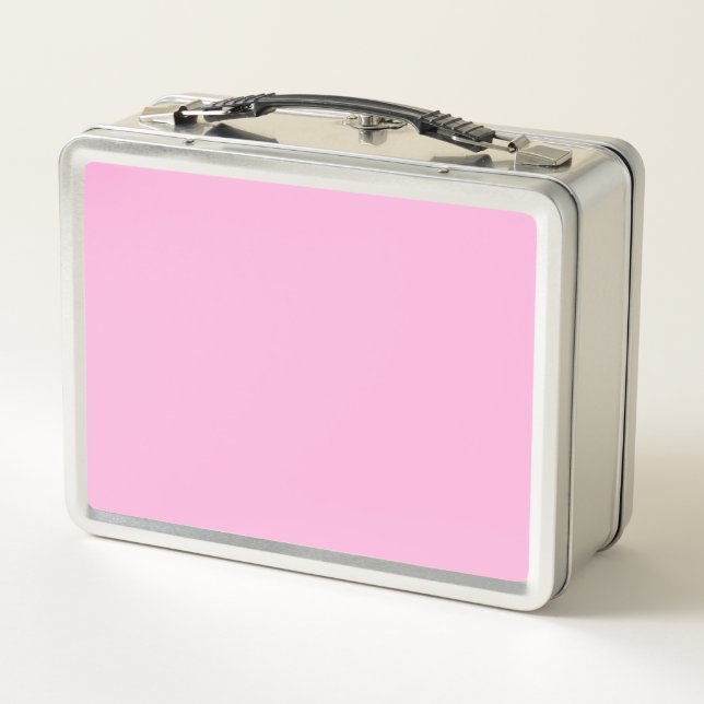 Hellheiß rosa, solide Farbe Metall Brotdose (Rückseite)