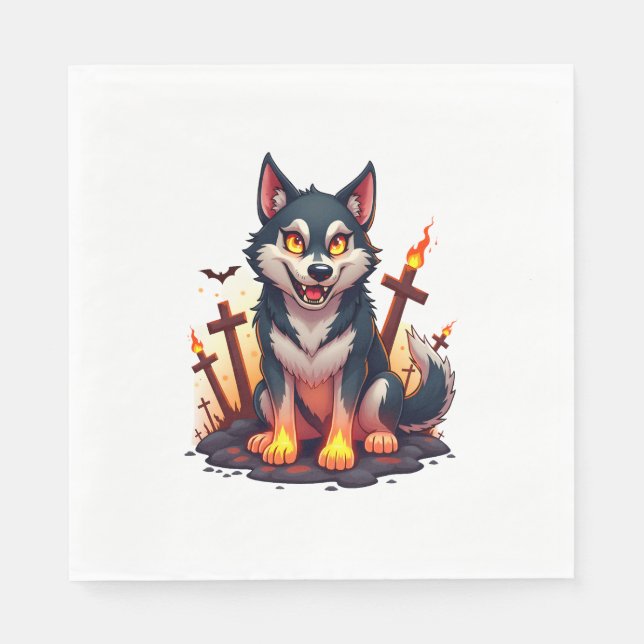 Hellhound Husky Dog Serviette (Vorderseite)